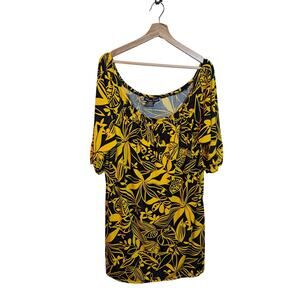 Simply Irresistible Women's Yellow & Black Blouse Floral Sz XL
